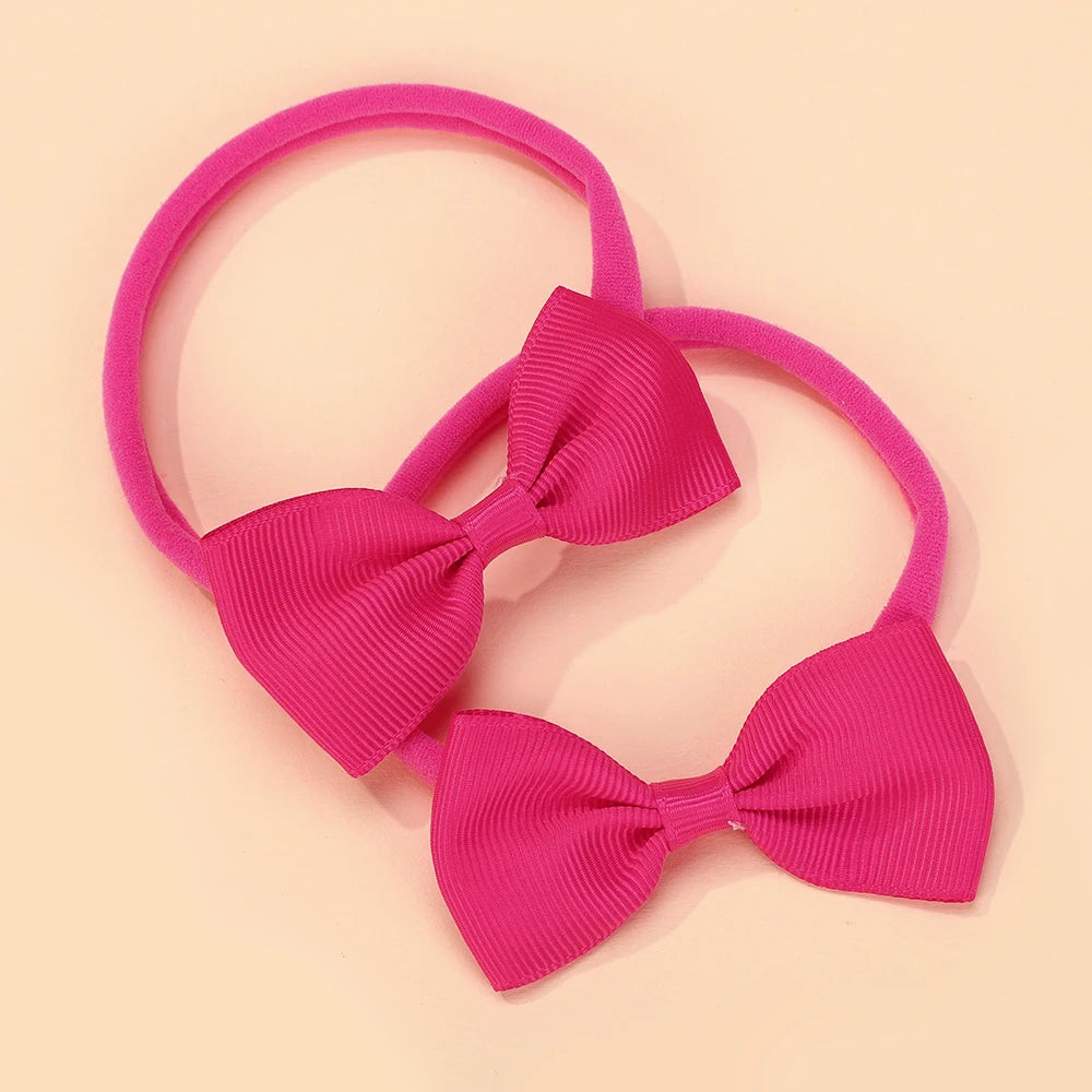 6Pcs/set Classics Ribbon Hair Bows Hair Band Lovely Casual Elastic Head Band Solid Cute Baby Bowknot Toddler Headtie