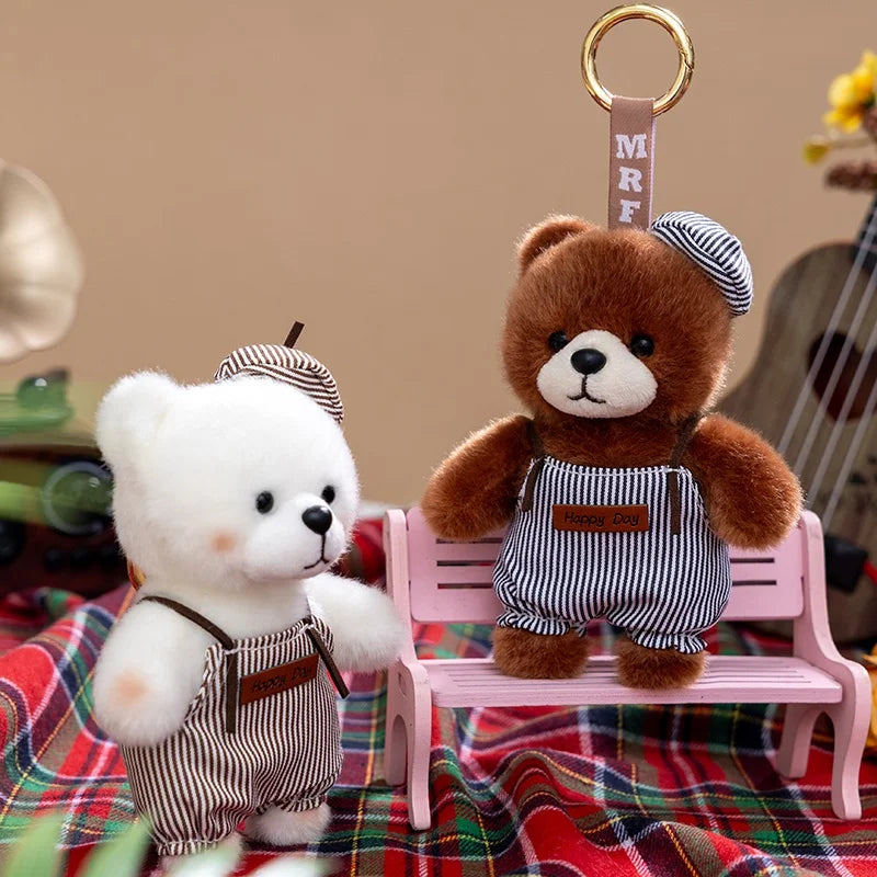 10cm New Kawaii Little Bears Pendant Plush Toy Stuffed Soft Animal Cartoon Bear Backpack School Bag Keychain Decor for Kids Gift
