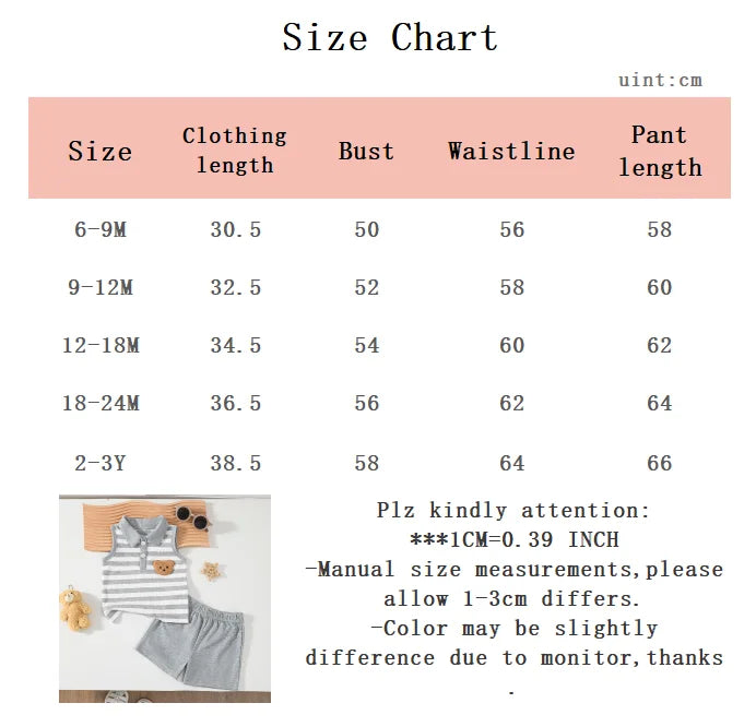 Toddler Boys' Striped Sleeveless Top+Shorts2Pcs/ Set Suitable for 0-3 Year Old Boys' Summer Sports and Leisure Set
