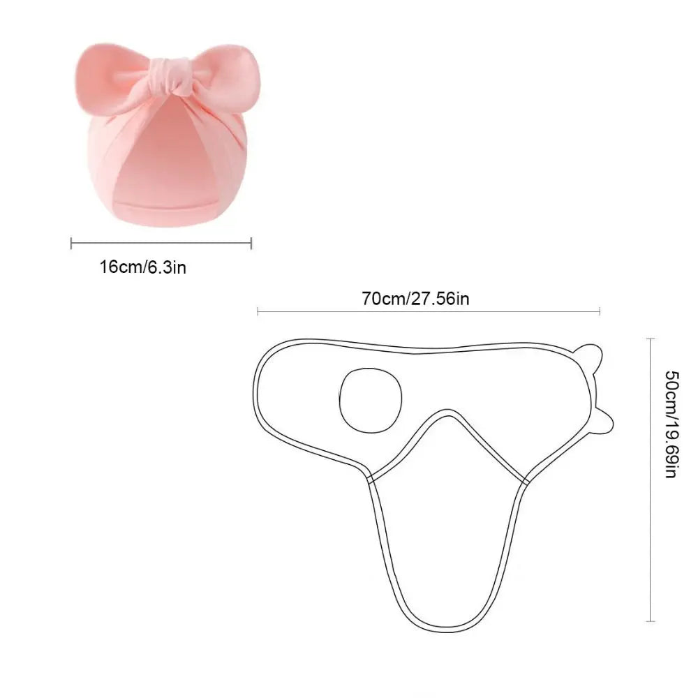 Bowknot Blanket Hat Set Soft Fabric Lightweight Material Newborn Photography Blanket Flower Adjustable Wrap