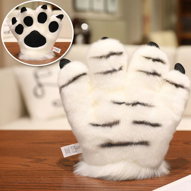 25cm Animal Claws Gloves Soft Stuffed Plush Toys Dog Bear Tiger Paws Plush Gloves Cosplay Costume Photograpy Props Charm Gifts