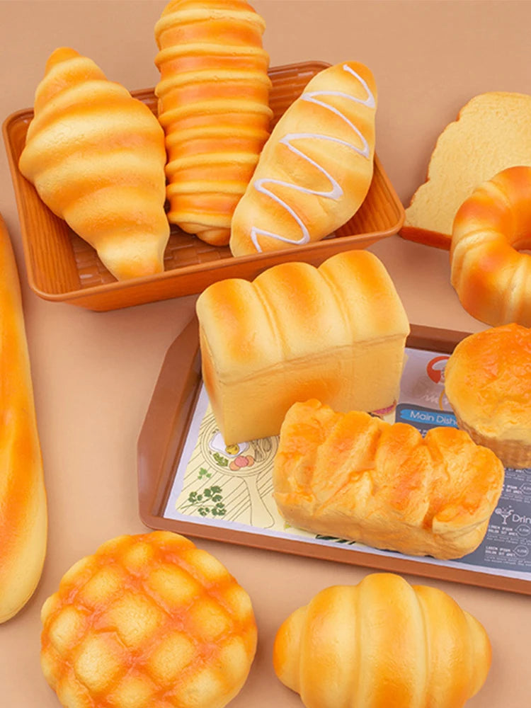 1/3/6PCS Toast Bread Squishy Toys Slow Rebound Simulation Bread Sensory Toys Stress Relief Squeeze Toys for Kids Adult Gifts