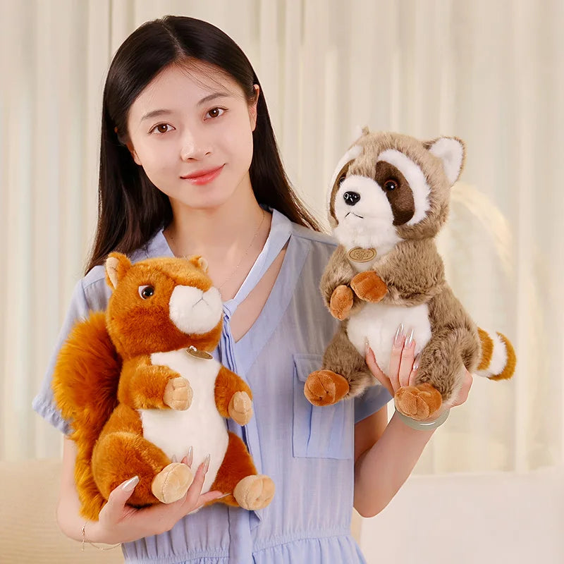Cute Simulation Squirrel Raccoon Plush Toys Stuffed Soft Animal Dolls For Children Girls Baby Birthday Christmas Gifts