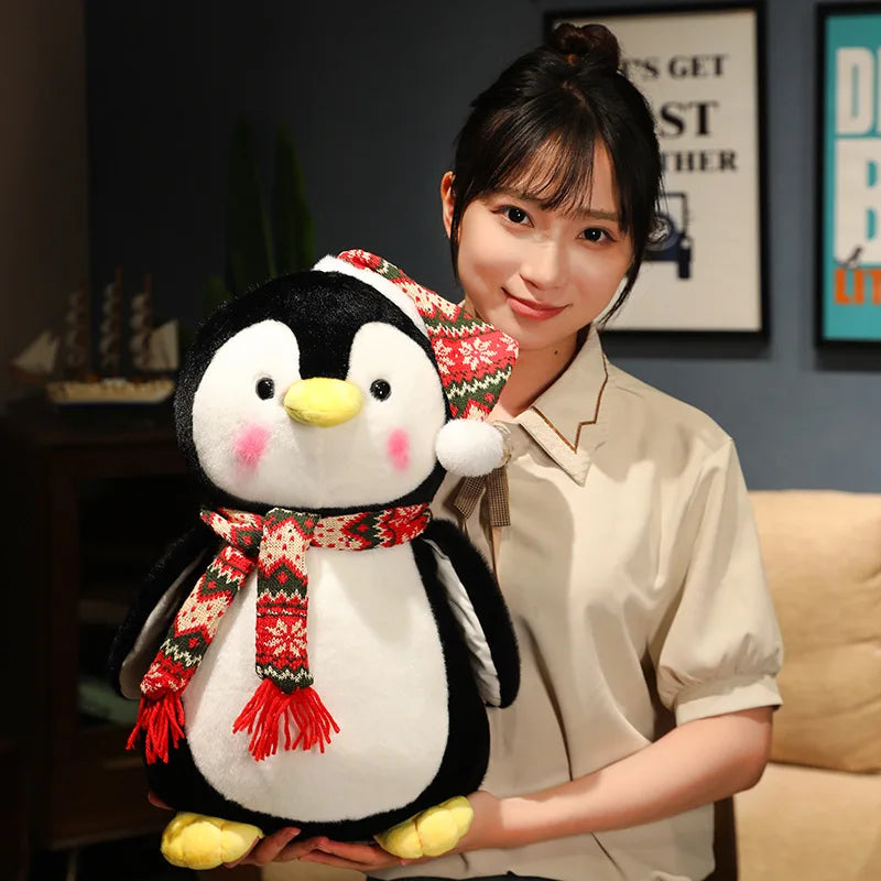 Cute Penguin Wear Christmas Hat Plush Toys Kawaii Soft Stuffed Animals Plushies Doll Christmas Party Decor Children Xmas Gift