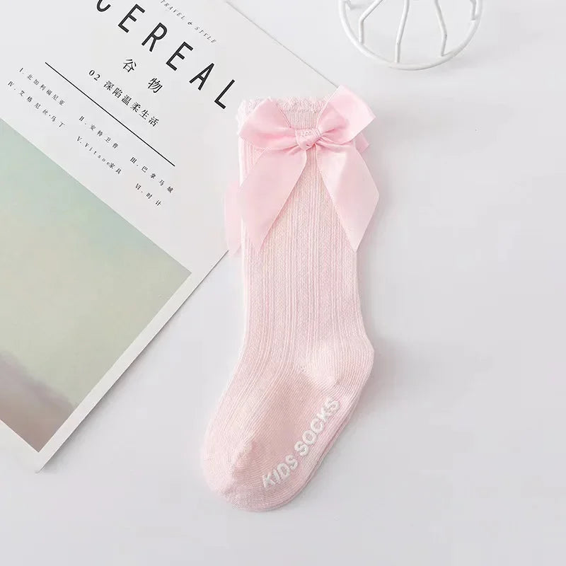 Red Bow Tie Knee High Tube Socks Girls