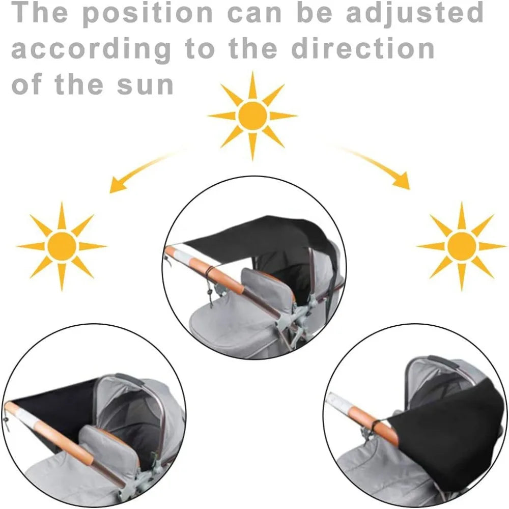 Extended Baby Stroller Sunshade Cover Sunscreen Breathable Baby Pram Canopy Lightweight Anti-UV Pushchair Visor