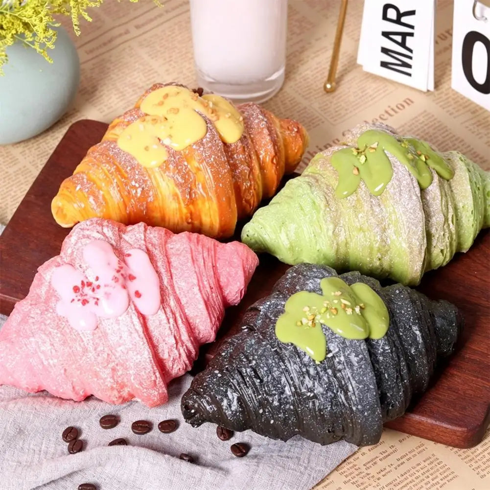 Realistic Croissant Squishy Slow Rising Toy Soft Simulation Food Bread Stress Relief Squeeze Toy Photo Props