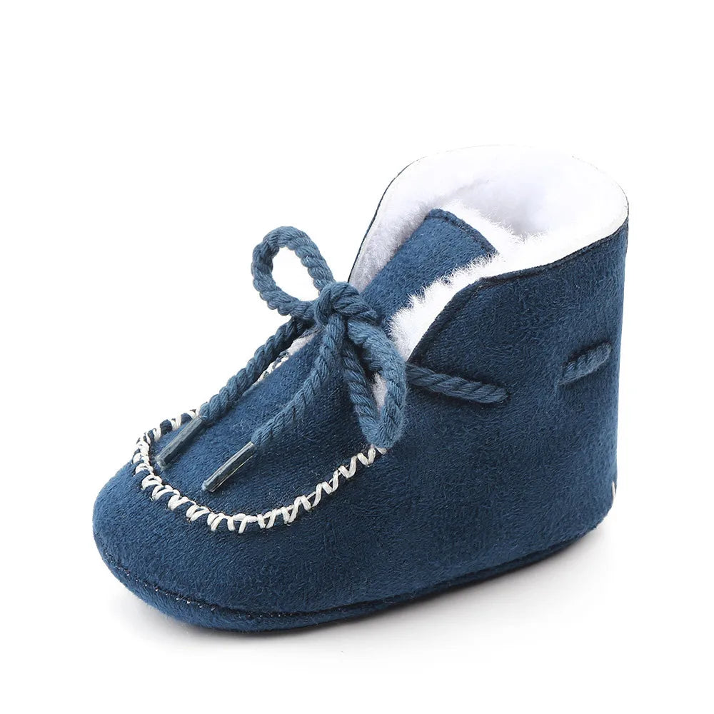 Winter Thick Warm Plush Fur Baby Booties Non Slip Soft Sole Prewalker Shoes D2245