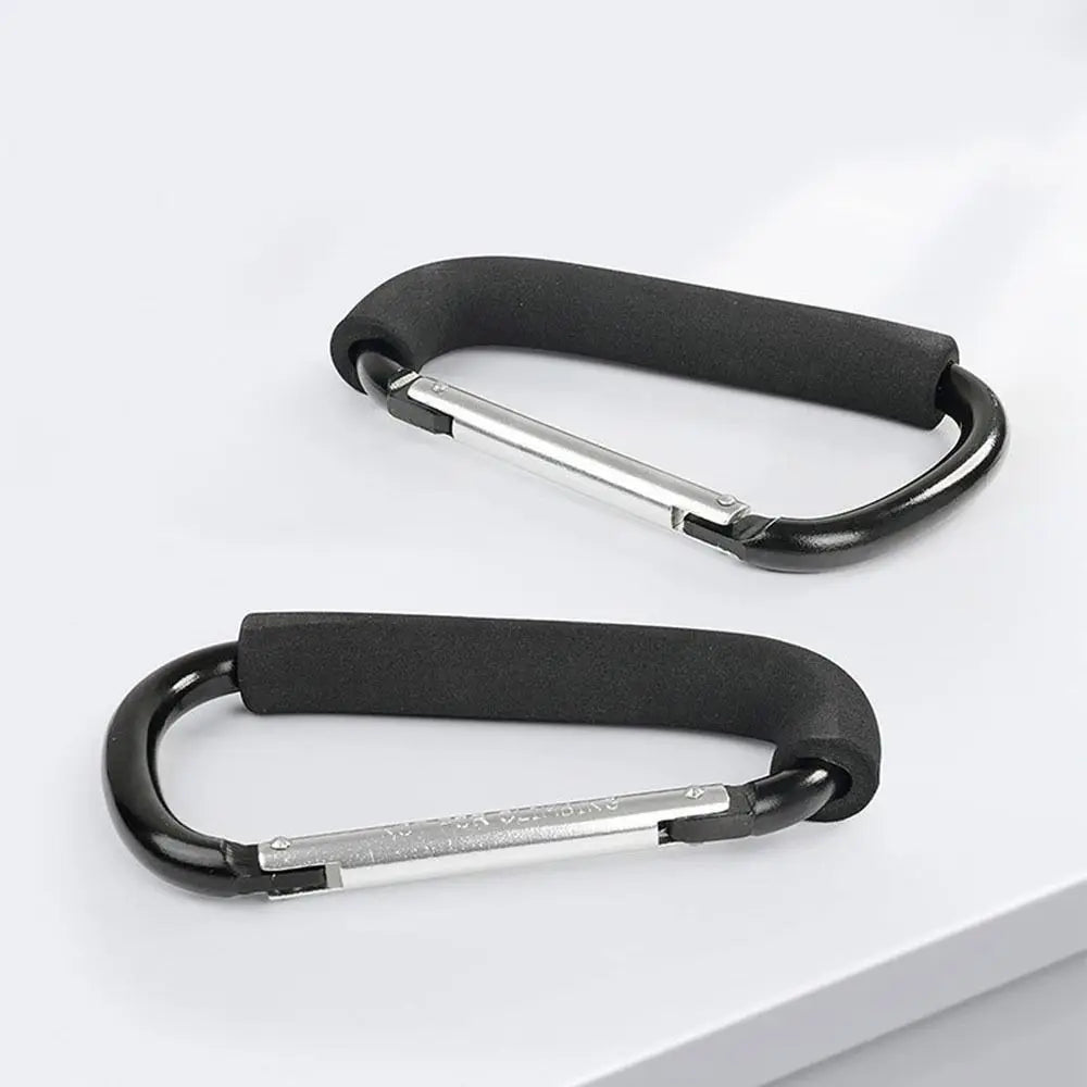2Pcs Multifunction Baby Stroller Hook Sponge Handle D-Ring Carriage Hanger Soft Grip Aluminum Alloy Pram Lifting Button
