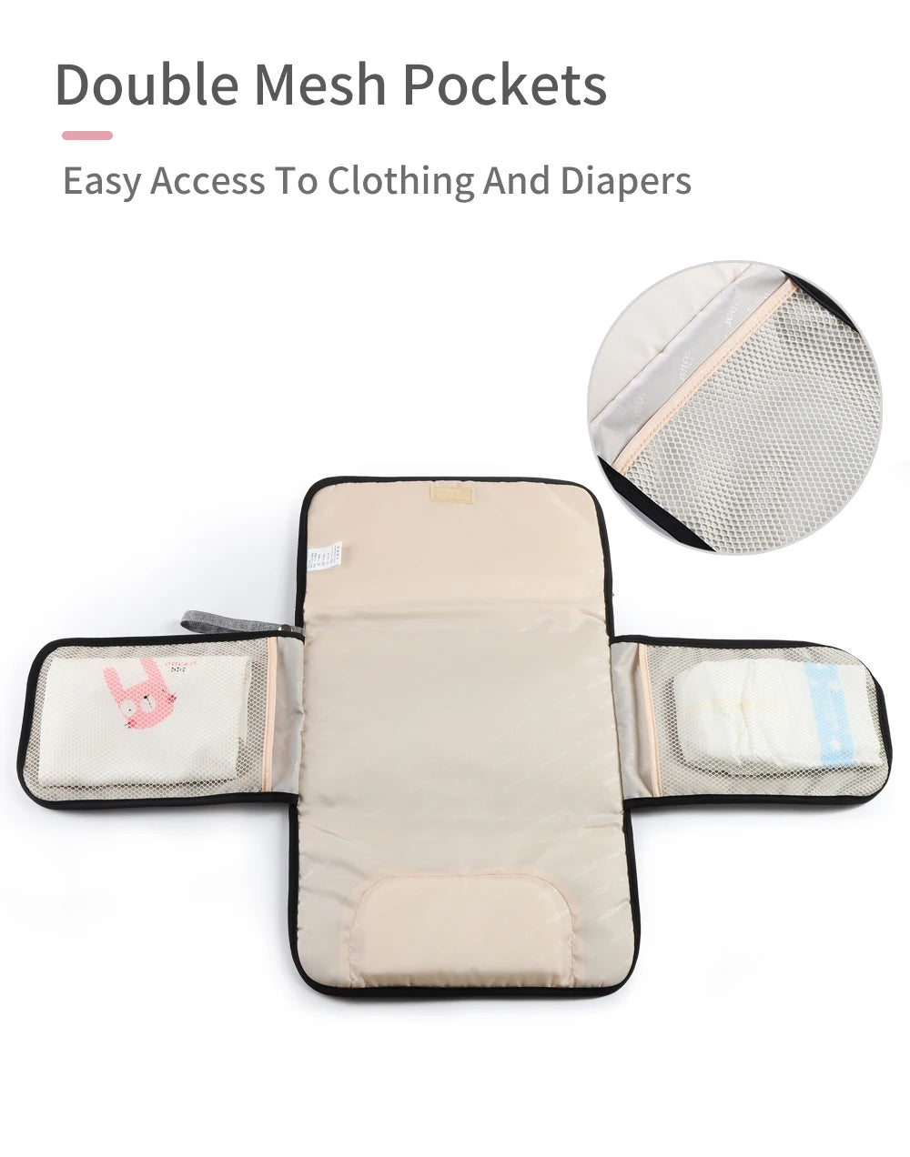Portable Baby Changing Mat:Infant Multifunction Diaper Changing Pad for Newborns-2-in-1 Waterproof Changing Pad with Storage Bag