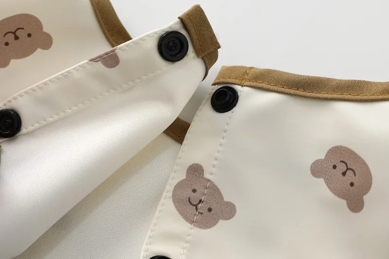Baby Sleeveless Bibs Burp Cloth Soft Waterproof Children's Feeding Apron with Pocket Toddler Printed Art Smock for Boys Girls