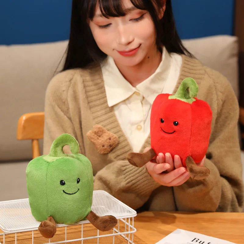 New Creative Cartoon Colored Pepper Plush Toys Stuffed Cozy Smile Vegetables Doll Cute Office Desktop Companion Delicate Gift