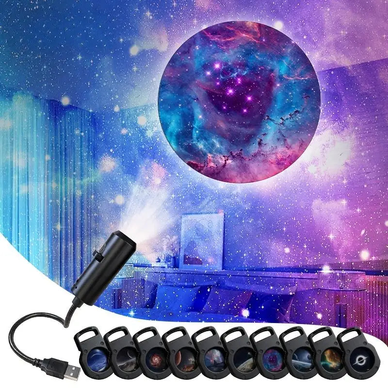 LED USB Projector Light 3/6pcs Projection Patterns- Adjustable Whale Butterfly Jellyfish Starfish Night Light Festival Gift