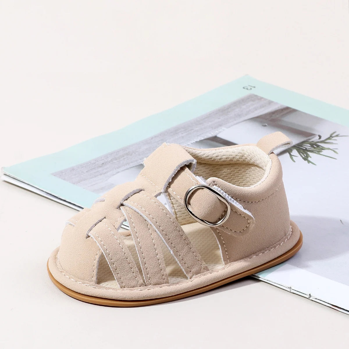 Cross Strap Hook and Loop Baby Walking Sandals Summer Lightweight Breathable Rubber Sole Newborn Casual Footwear For 0-18 Months