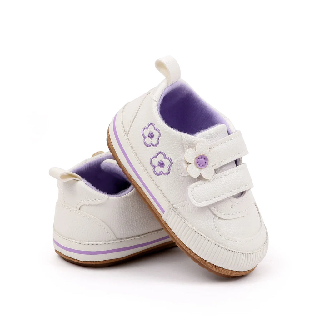Spring and Autumn New Style Boys' and Girls' Baby Shoes Flower Pattern PU Casual Shoes 0-1 Years Old Learning Walkers Shoes
