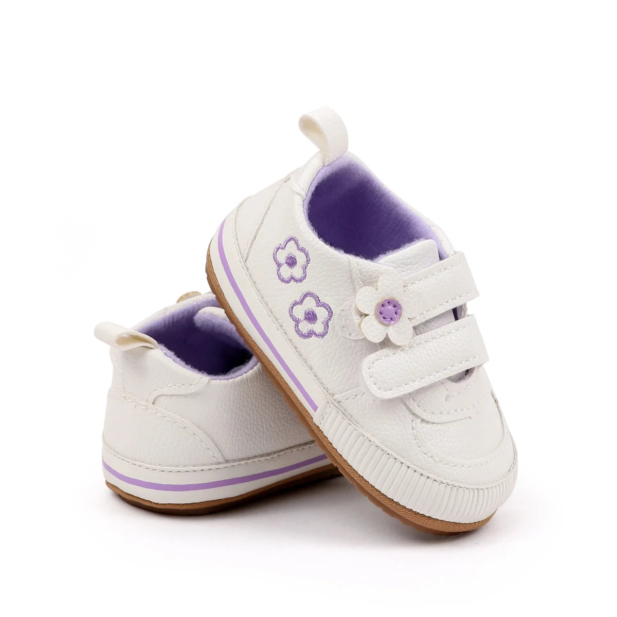 Spring and Autumn New Style Boys' and Girls' Baby Shoes Flower Pattern PU Casual Shoes 0-1 Years Old Learning Walkers Shoes
