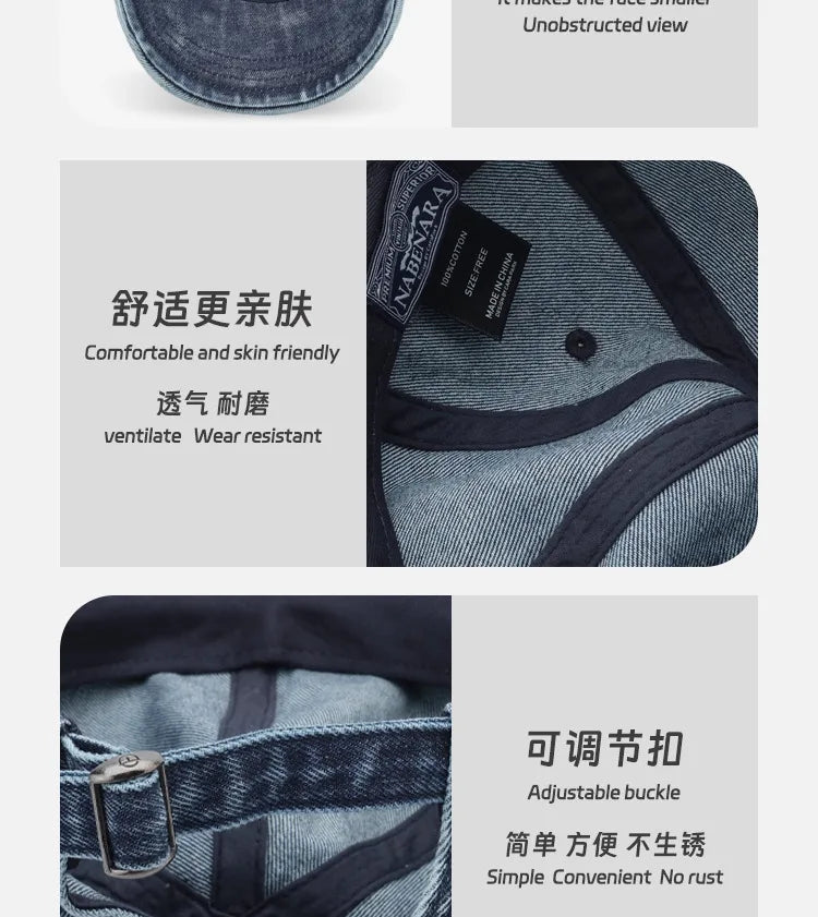 Cross-border Washed Distressed Embroidered Denim Baseball Cap Solid Color Outdoor Travel Sun Protection Visor Cap
