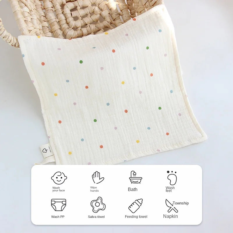 4 Layer Cotton Gauze Baby Face Towel Muslin Squares Baby Saliva Towel for Newborn Washcloth Handkerchief Absorbent Face Towel