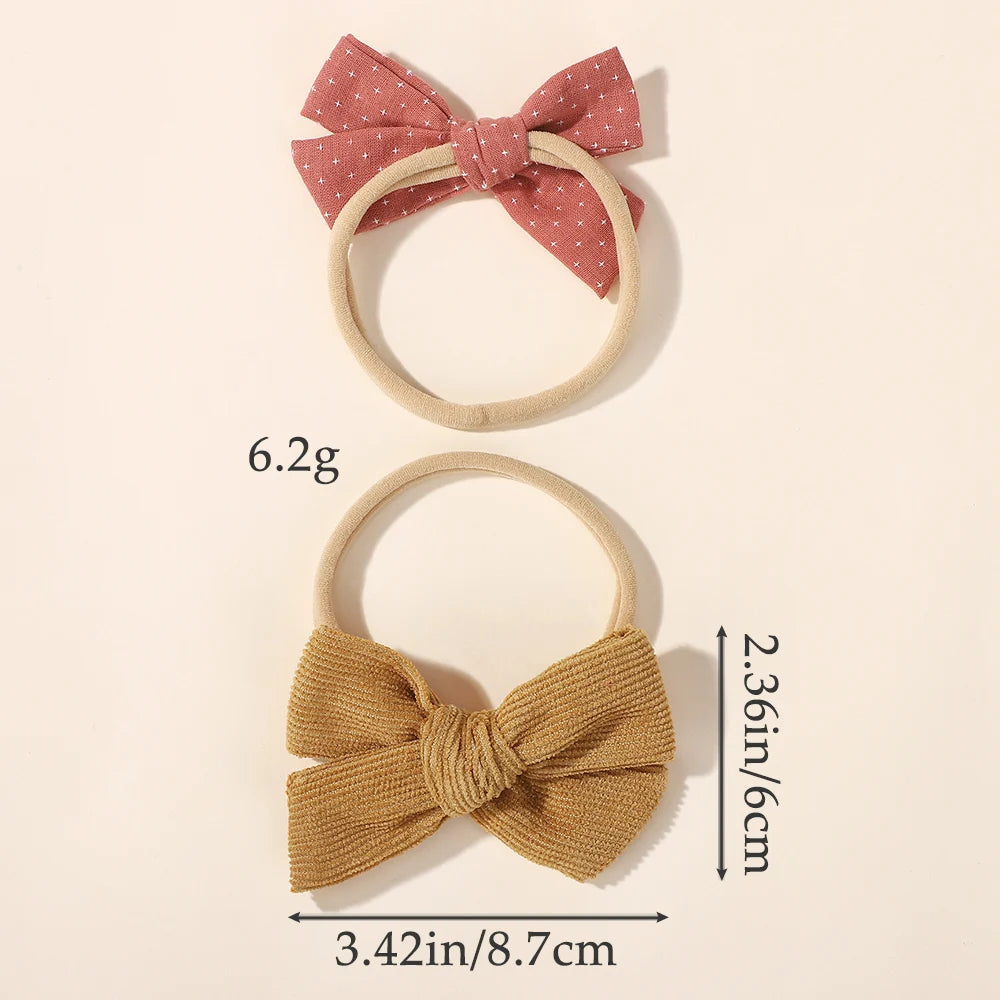 10Pcs Fashion Baby Elastic Hair Band Lovely Colorful PU Cotton Bow Headband Girls Headdress Party Casual Headwear