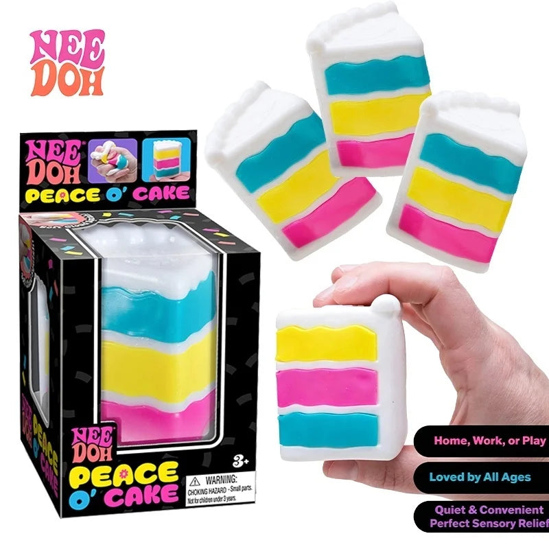Needoh Peace O' Cake Slice Stress Squeeze Toy TPR Soft Squishy Fidget Gadget Mood Soothing Sensory Toy For Office Decompression