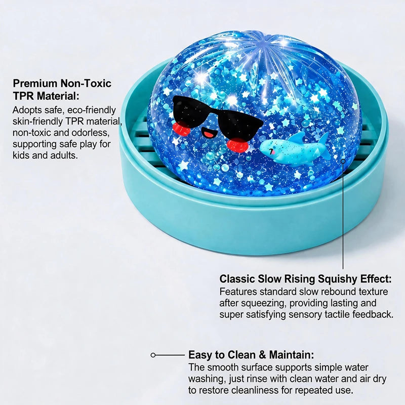 Ocean Halloween Ghost DumplingsToy Soft Slow Resilience Squishy Toy Fidget with Steamer Steamed Stuffed Bun Squishy Pinch Le