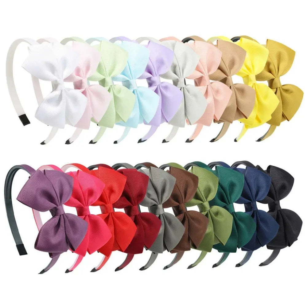 Kids Bows Ribbon Headband Hairhoop Girls Classic Fesitivel Hairbands Set Solid New Headwear Children Hair Accessories