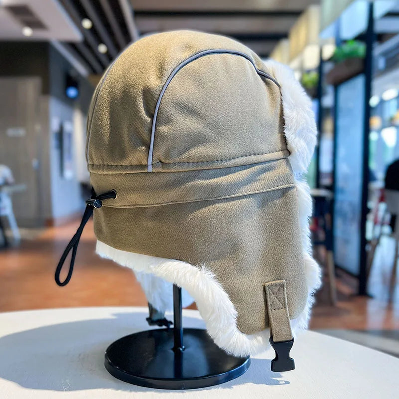 Ushanka Men's and Women's Winter Thickened Velvet Padded  Warm Artifact Earflaps Cap Northeast Pullover Cold Protection Hat