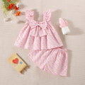 2pc/Set Baby Girl Set Summer Love Polka Dot Bow Top Shorts Girls' Clothing Cute Beach Children's Set