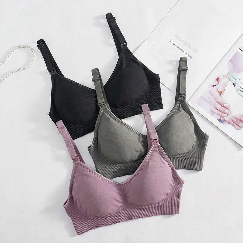 Plus Size Wireless Maternity Bra Front Open Gather Together Prevent Sagging Seamless 3D Breathable Comfortable Breastfeeding Bra