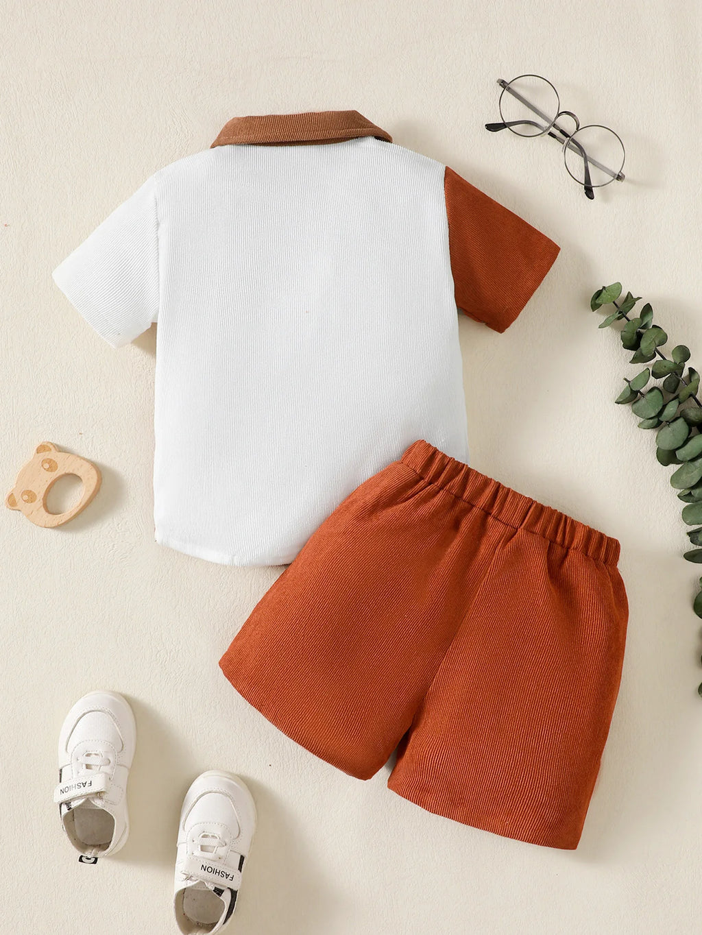 1-6 Year Children Boys' Flip collar Color Blocked Pit Stripe Top+Shorts Fashion 2Pcs /set Sunny  Handsome Boys' Summer Set