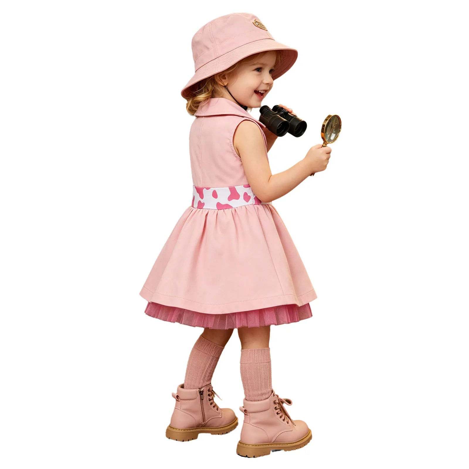 Toddler Baby Girls Zookeeper Suit Sleeveless Cute Animal Embroidery Tulle Dress Birthday Party Cake Smash Zoo Keeper Outfits