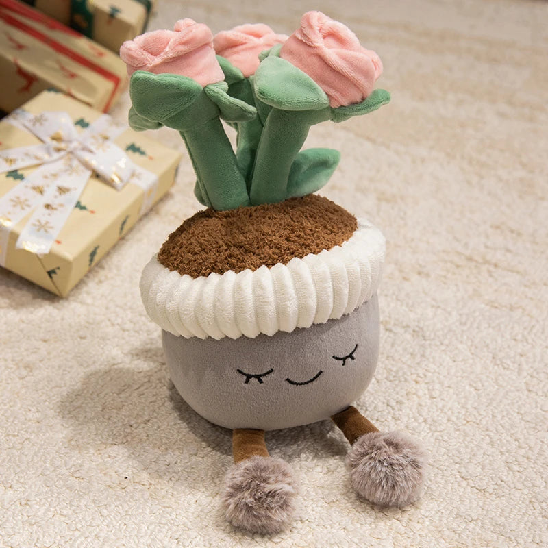Lifelike Tulip Succulent Plants Plush Stuffed Bookshelf Decor Cake Toy Soft Doll Pendant Kawaii Pillow for Girls Birthday Gifts