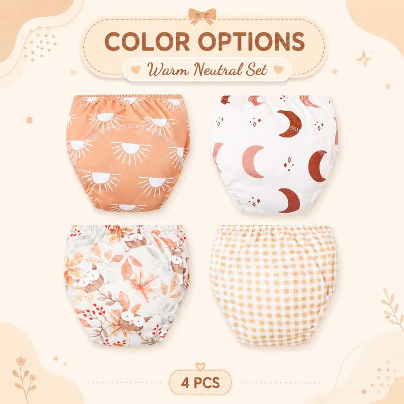 4Pcs Baby Diaper Training Pants Toddler Underwear Cotton Washable Infant Nappies Cloth Diapers Reusable Kids Shorts 11-18kg