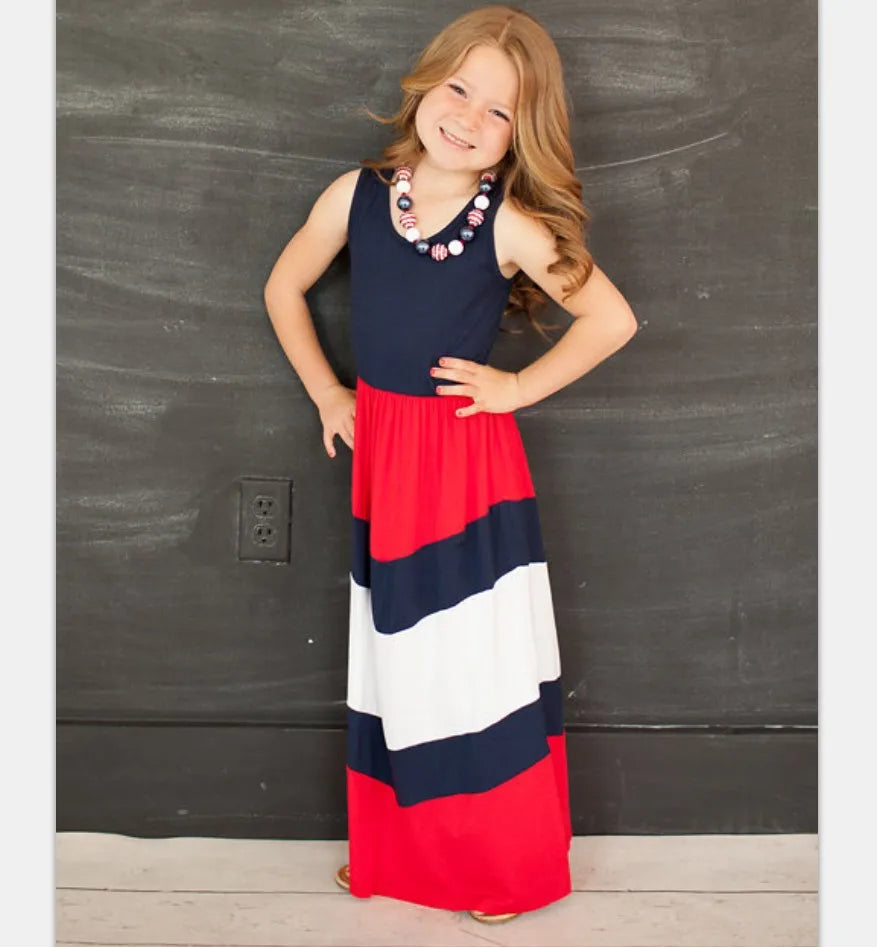 2026 Matching Parent-Child Dress Family Matching Mother Daughter Dresses Clothes Striped Mom Dress Kids Child Outfits Mum Sister