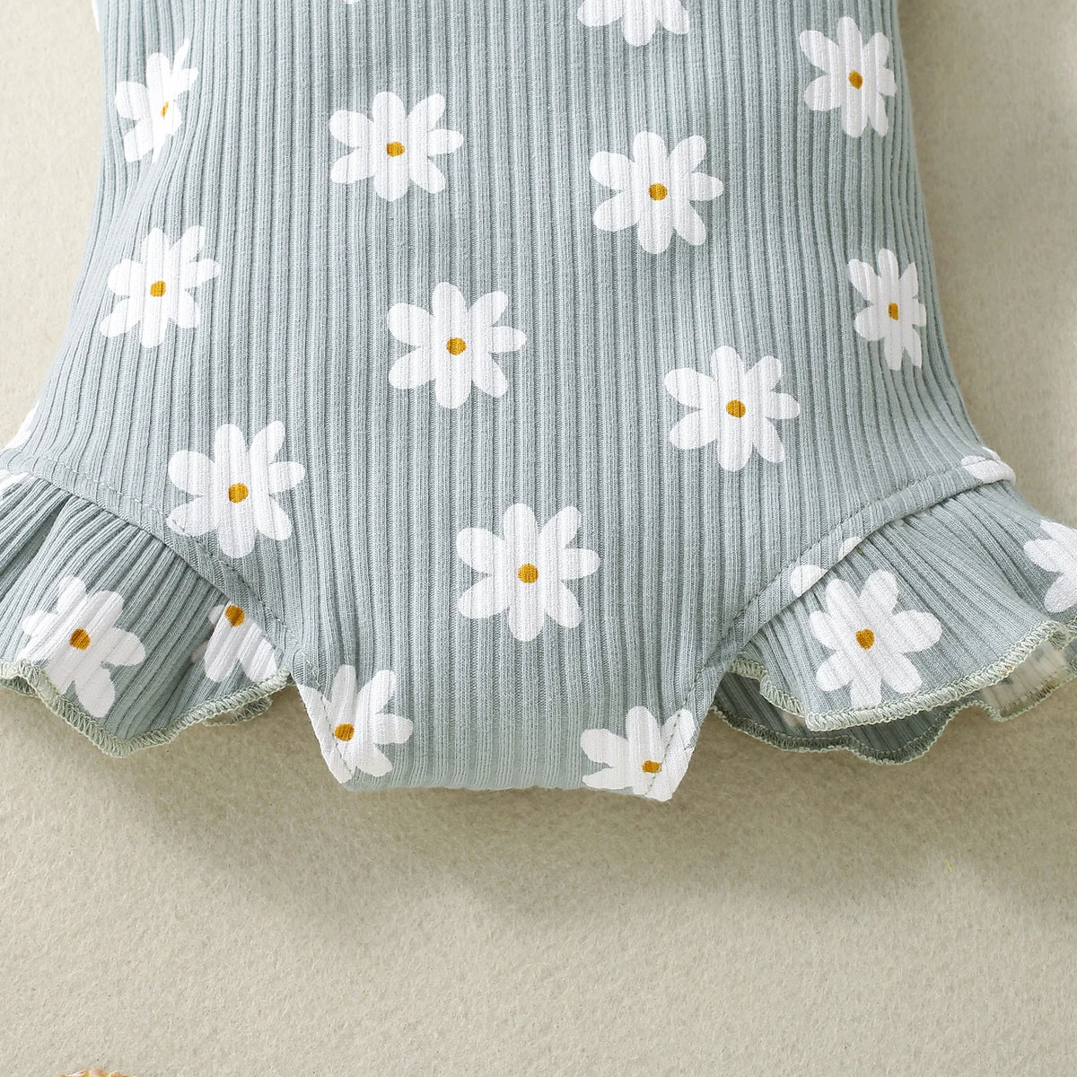 2PCS Summer Girl Crawling clothes Short Sleeve Cotton Short Sleeve  Round Necked Striped Clothes with Flower Printing Headband