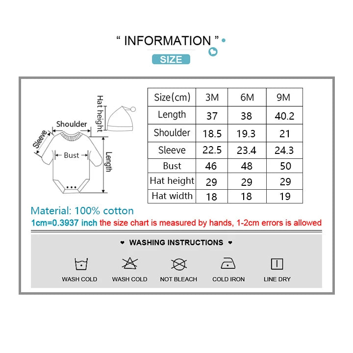 Fashion My First Christmas Newborn Long Sleeve Baby Boy Girl Bodysuits+Hats infant Outfit Gifts Babe Jumpsuits Rompers