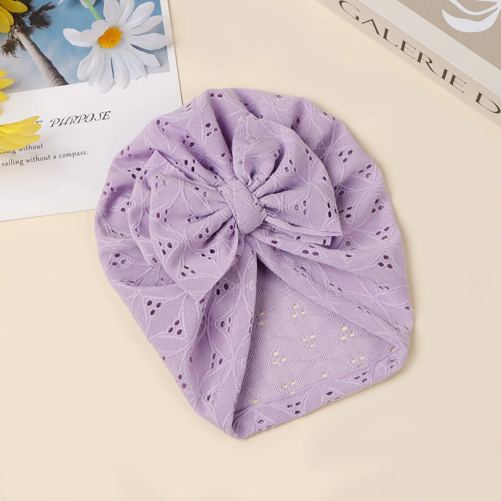 Double Layer Soft Knit Newborn Beanie Big Bow Hollow No Brim Infant Girls Pullover Hat Baby Photo Props Head Cap