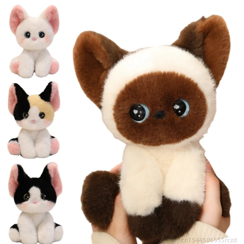 Nice Adorable Sitting Devon Cat Siamese Cat Plush Toy Doll Home Office Decoration, Perfect Gift For Cat Lovers Boys And Girls