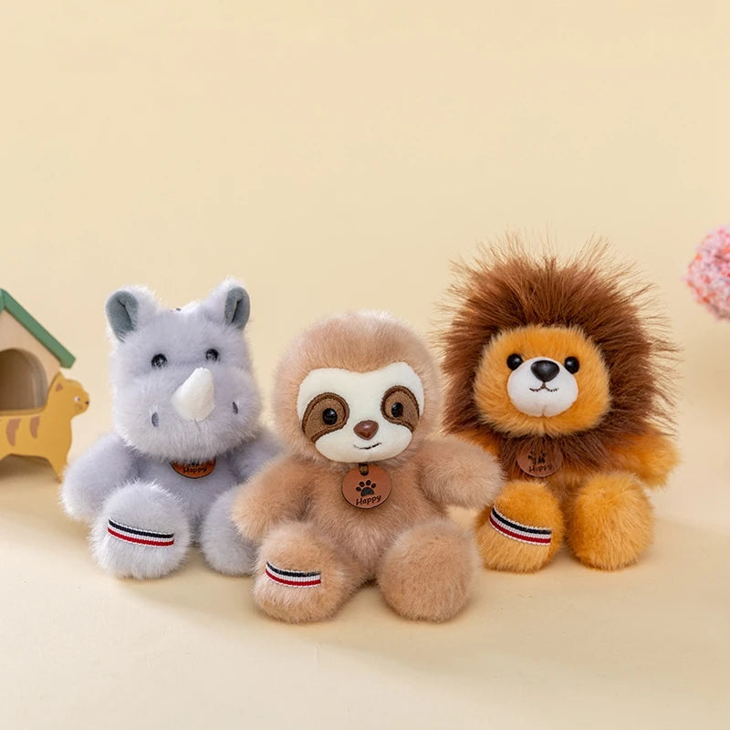 Kawaii Animal Lion Doll Cute Jumping Series Plush Pendant Rhinoceros Sloth Panda Monkey Toy Bee Husky Crocodile Super Soft Kids