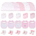 20-Piece Set Unisex Baby Accessories for Newborns Boys Girls Baby Hats Gloves Bibs Socks Four Seasons Universal
