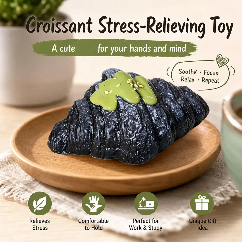 Realistic Croissant Squishy Slow Rising Toy Soft Simulation Food Bread Stress Relief Squeeze Toy Photo Props