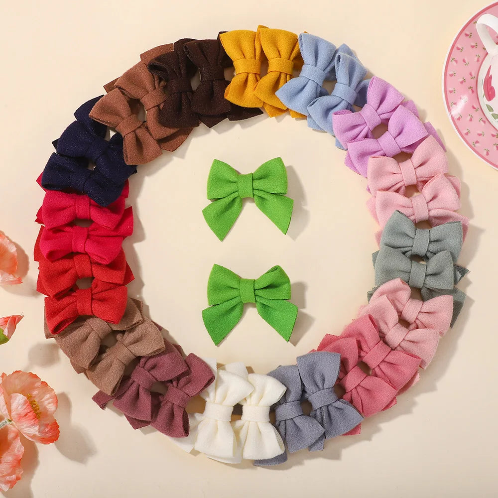 40Pcs random color cheer bow hairgripes for girls hair bangs lovely bowknot hairclip boutique kids headwear barrette