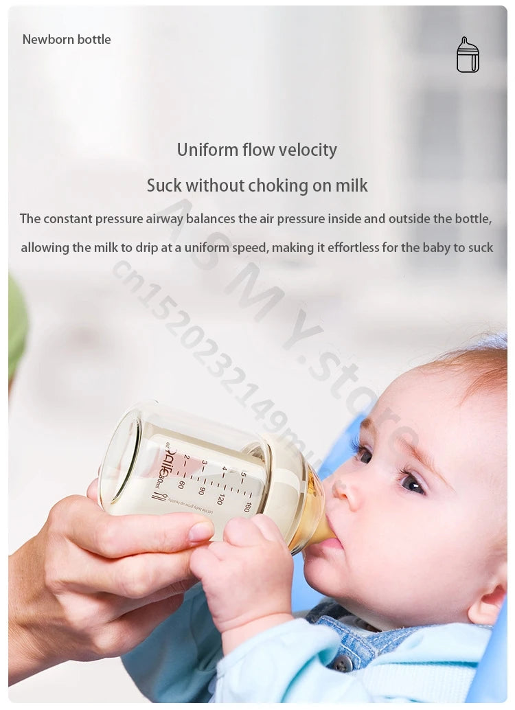 Yeselino 6th gen anti-colic glass newborn bottle for babies 0-6 months