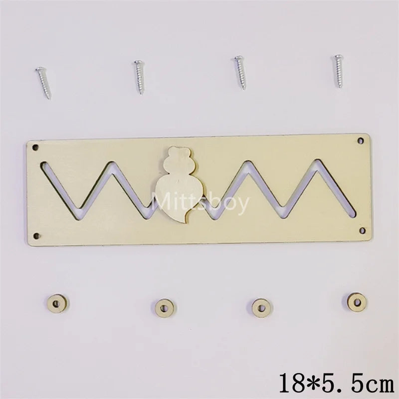 DIY Busy Board Montessori Educational Toys Animal Slide Zipper Numeric Letter Cloud Wood Chip Graphic Pairing Wooden Parts Gifts