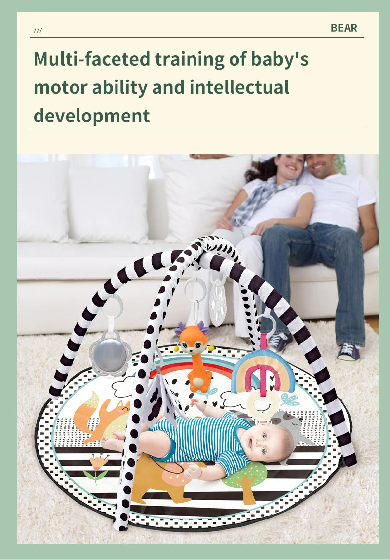 Baby Educational Fitness Frame Gym Play Mat 0-36 Months Tummy Time Crawling Game Blanket Toys Play Mat Rack Crawling Blanket