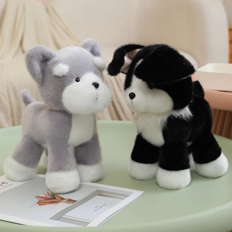 25cm High Quality Lifelike Pet Dog Plush Toys Stuffed Handmade Schnauzer Husky Golden Retriever Doll Soft Hugging Puppy Doll