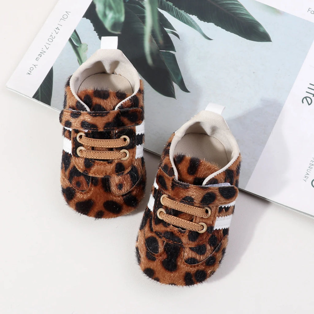 Hot Selling Baby Unisex First Walking Toddler Shoes For 0-18 Months Leopard Print Design Fashion And Comfortable High Quality