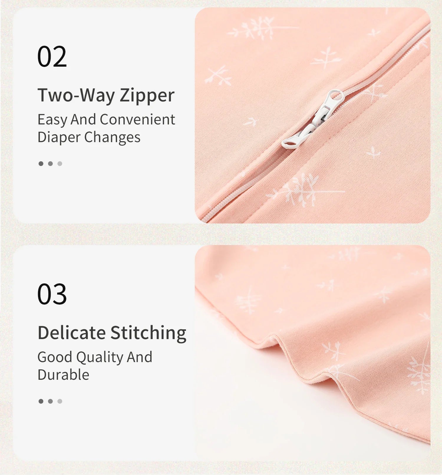 INSULAR Long Sleeves Baby Sleeping Bag,100%Cotton Thin Breathable Pajamas,Anti-Kicking Cocoon Envelope Sleep Sack for Newborn 2.
