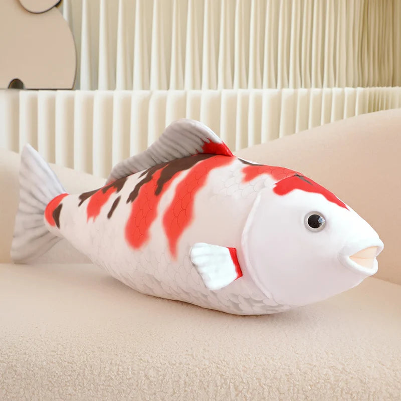 1pc 75CM Simulation Koi Fish Plush Toys Soft Stuffed Cartoon Carp Plushie Pillow For Girls Boys Sofa Home Decor Cushion Gifts