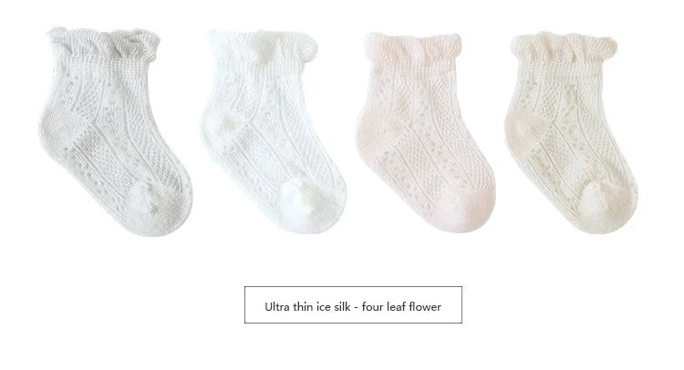 4 Pairs/Lot  New Baby Socks Mesh Thin Newborn Socks Combed Cotton Boneless Soft Summer Baby Socks For Gift